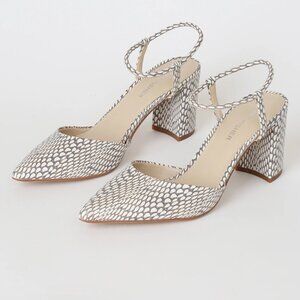 Marc Fisher Women’s Snakeskin Callo Ankle Strap Pump Block Heel Size